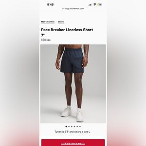 Lululemon Pace Breaker Linerless short 7”